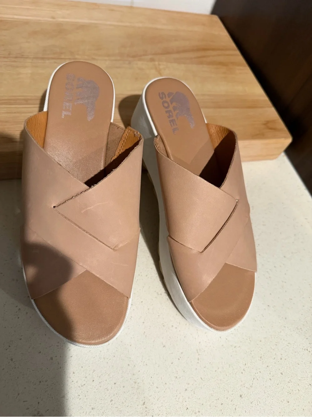 Sorel Cameron Flatform Mule Sandal Leather Size 7.5